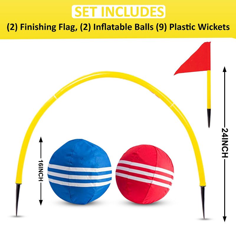 KOVOT Giant Kick Croquet Game Set | Includes Inflatable Croquet Balls, Wickets & Finish Flags, 5 of 7
