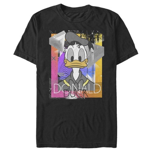 Men's Mickey & Friends Donald Duck Geometric Pattern T-Shirt - Black - Small