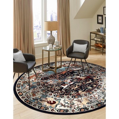 Unique Loom Narenj Birmingham Floral Indoor Woven Fringe Area Rug