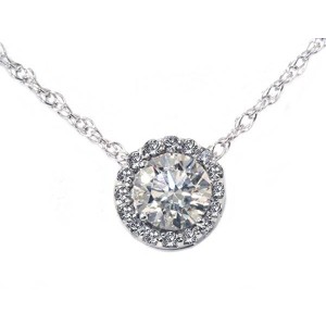 Pompeii3 3/8ct Pave Halo Diamond Pendant 14K White Gold - 1 of 3