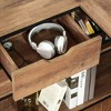 Vynxaria L-Shaped Home Offie Computer Desk with Storage Shelves, 2 Dawers and Industrial Steel Frame, Black/Brown - 2 of 4