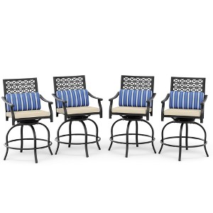 Outdoor High Swivel Bar Stools, Bar Height Patio Chairs with Seat Cushion, Counter Height Tall Patio Swivel Chairs, Outdoor Swivel Bar Chairs Set of 2 - 1 of 4