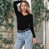 Anna-Kaci Women's Long Sleeve Knit Top with Asymmetrical Button Detail and Ribbed Texture - 2 of 4