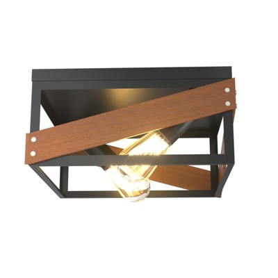 Tangkula Ceiling Lamp Adjustable Flush Mount Ceiling Light with Iron Square Lamp Shade