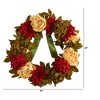Nearly Natural 24” Peony, Dahlia and Hydrangea Artificial Wreath - 2 of 4