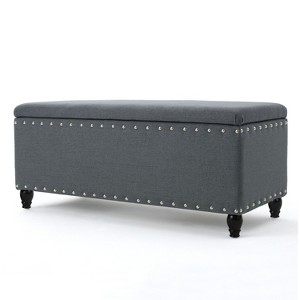 NicBex Modern 42" Storage Bench Wood Accent Stools with Cushioned Top and Nailhead Trims for Bedroom and Entryway - 1 of 4