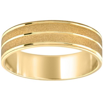 Pompeii3 Mens 14K Yellow Gold Brushed Comfort Fit Wedding Band 6MM Wide