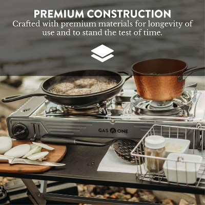 Portable Stainless Steel 2-Burner Gas Camp Stove with Piezo Ignition