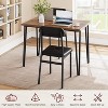 3-Piece Retro Brown Dining Set | Rectangular Table + 2 Upholstered Benches (Seats 4) | Chamfered Metal Frame for Small Kitchens/Apartments - 3 of 4