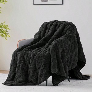 Fleece Weighted Blanket 15lbs Queen, 60x80in, Black, Soft Warm Blanket for Couch Bed Sofa - 1 of 4