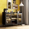 Black Decorative Storage Cabinets with LED and Storage Shelves , Home Coffee Cabinet with Glass Rack - Maison Boucle - 2 of 4
