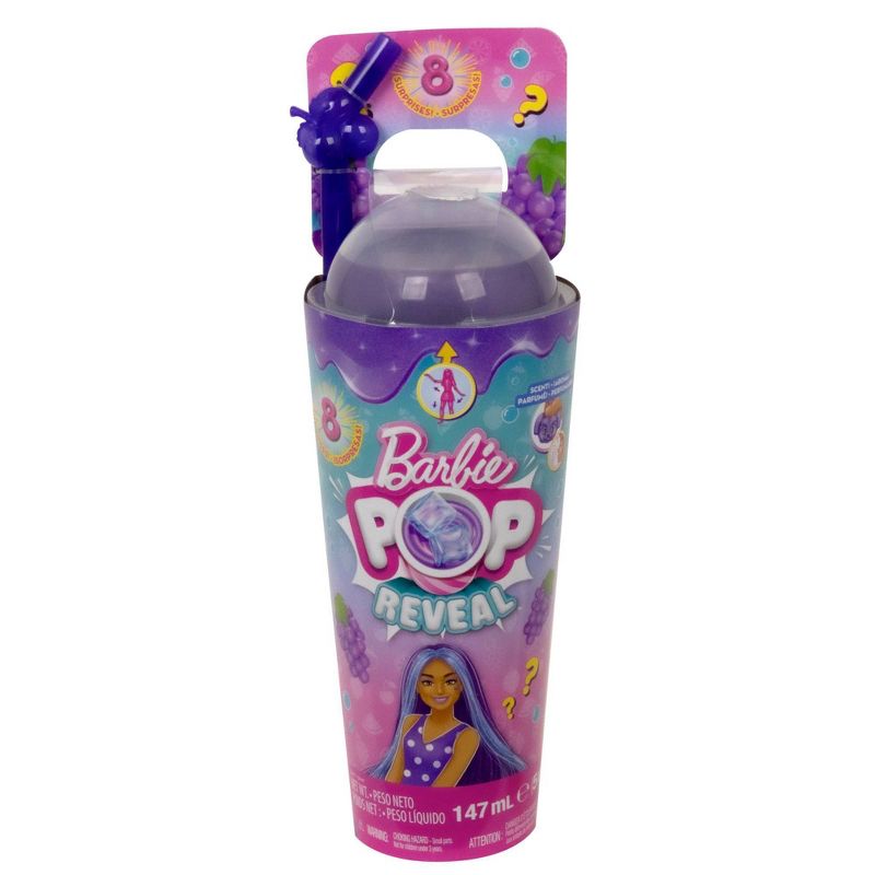 Barbie Pop Reveal Fruit Series Grape Fizz Doll, 8 Surprises Include Pet, Slime, Scent &#38; Color Change, 6 of 7