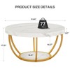 Zeus & Ruta 31.7" Modern Round 2-Tier Wood Accent Coffee Table with Open Storage Shelves - 3 of 4