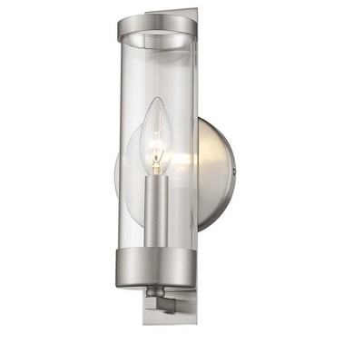 Sleek Brushed Nickel Dimmable Wall Sconce with Clear Glass