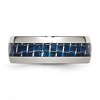 Chisel Stainless Steel Polished with Blue Carbon Fiber Inlay 8mm Band Ring - 4 of 4
