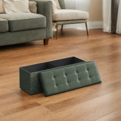 LEDREM 43" Storage Ottoman Bench, Ottoman with Storage, Leather Storage Bench, Hold up to 660lb for Living Room