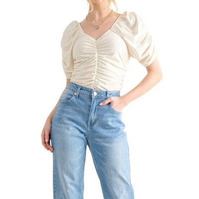 Women's Dollywood Ruched Detailed Jersey Bodysuit - And The Why