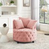 Vynxaria Velvet Upholstered Swivel Chair - Modern Glam with Wheels & Pillows - 2 of 4