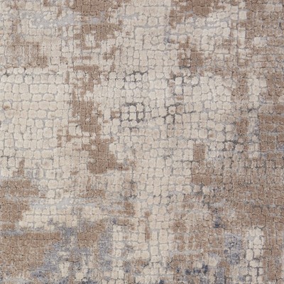 Round Grey and Beige Abstract Synthetic Area Rug