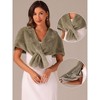 INSPIRE CHIC Women's Retro Winter Bridal Wedding Cropped Faux Fur Shawls - 2 of 4