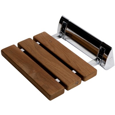 ALFI ABS14-PC Polished Chrome 14Inch Folding Teak Wood Shower Seat Bench