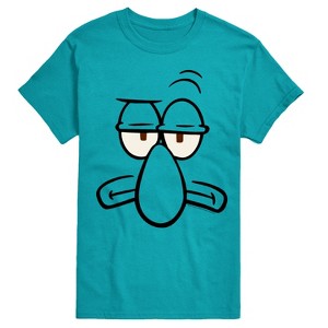 Men's SpongeBob SquarePants Squidward Face Costume- Men's Short Sleeve Graphic T-Shirt Short Sleeve Graphic T-Shirt - Tahiti Blue - Small - 1 of 4