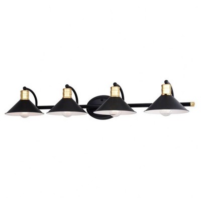 Vaxcel Akron 4 - Light Vanity in  Matte Black/Natural Brass