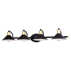 Vaxcel Akron 4 - Light Vanity in  Matte Black/Natural Brass - 1 of 4