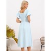 INSPIRE CHIC Women's Summer Square Neck Short Puff Sleeve Casual Midi A Line Jacquard Floral Dresses - 3 of 4