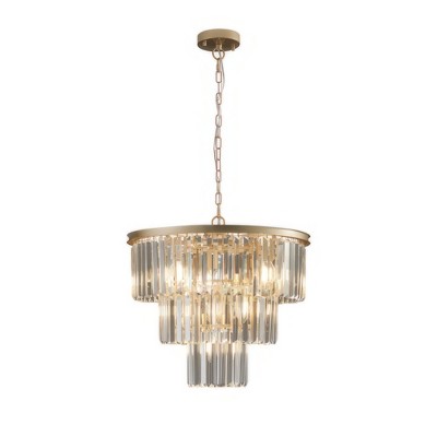 Airsurfer 20" Luxury 3-Tier Crystal Chandelier, 7-Light Gold Frame Pendant Light