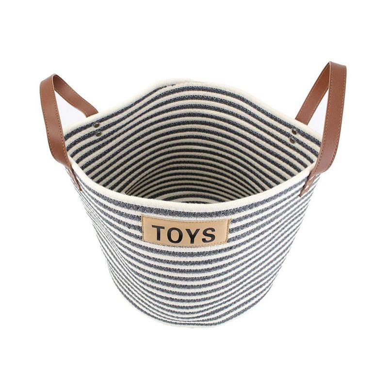 Midlee Cotton Rope Pet Toy Storage Basket, 2 of 9