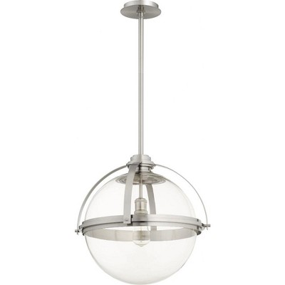 Satin Nickel 20" Globe Pendant Light with Clear Glass Shade