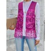 Nlife Women's Solid Color Sparkly Sequin Fringed Trim Sleeveless Glitter Jacket - 2 of 4