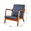 VECELO Mid-Century Modern Accent Chair, Upholstered Lounge Chair with 1 Pillow, Solid Wood Frame, Black - 3 of 4