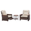 Teamson Home - Outdoor 3 Piece Wicker Recliner Set with Wood Armrests and Cushions - 3 of 4