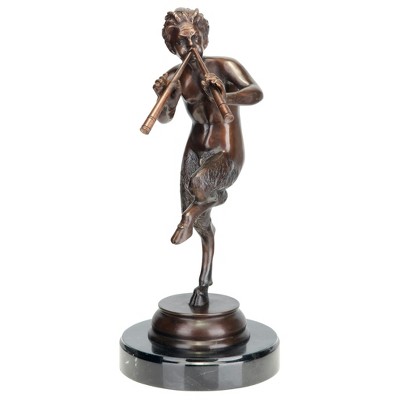 Medium Bronze Greek God Pan Statue with Marble Base