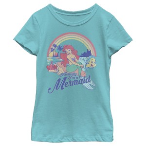 Girl's The Little Mermaid Ariel Actually I'm a Mermaid Rainbow T-Shirt - 1 of 4