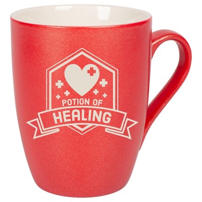 100 North Magic Potion 10 Ounce Crimson Red Metallic Finish, Comfortably Fits Your Hands, New Bone China Coffee Tea Cup Mug, Potion of Healing