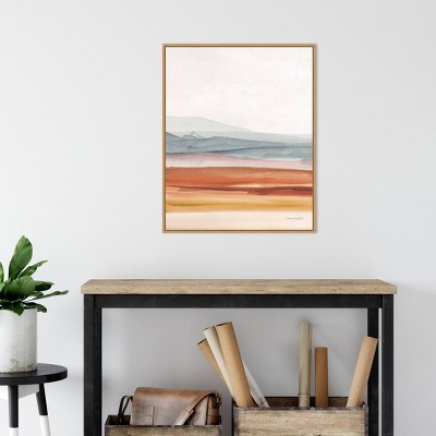 Sierra Hills Abstract Nature Canvas Art with Maple Frame