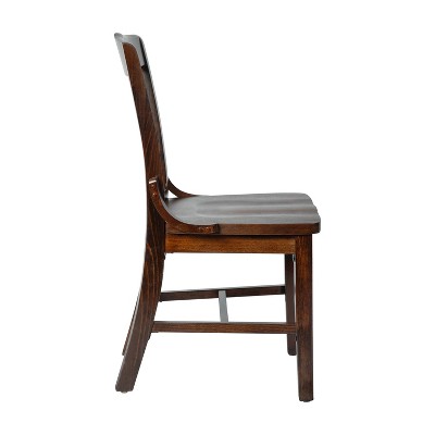 Traditional Walnut Wood Slat Back Dining Chair