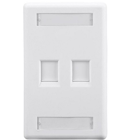 Monoprice Wall Plate For Keystone With Label Window 2 Hole White