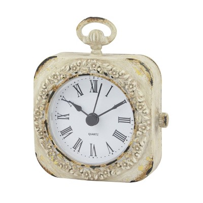 Small Weathered Table Clock White - Stonebriar Collection