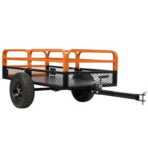 1500LBS Heavy Duty ATV/UTV Dump Cart - 15 Cu.Ft Steel Tow Behind Utility Trailer w/Universal Hitch, All-Terrain Tires for Lawn Garden - 1 of 4