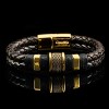 Crucible Men's Gold Plated Steel Accents Dark Brown Leather Bracelet - 4 of 4