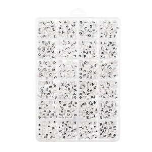 John Bead 910pcs 4x7mm Assorted Plastic Round Alphabet Letter Beads for DIY Crafts Bracelets Necklaces Jewelry Making Bead Box - 1 of 4