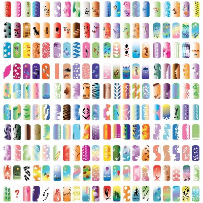 PointZero Pro Airbrush Nail Art Paint Stencil Kit Design Set 9