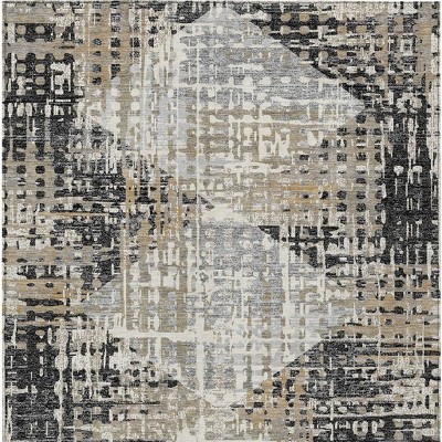 HomeRoots 10' X 14' Black And Ivory Geometric Washable Indoor Outdoor Area Rug