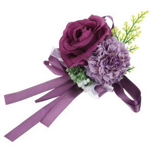 Unique Bargains Rose Wrist Corsage Artificial Flower Bracelets for Wedding Party - 1 of 3