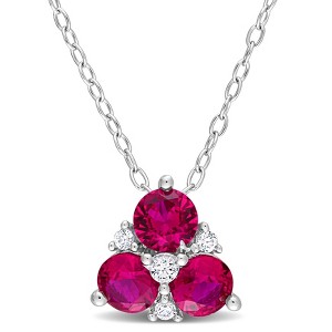 EVERLY JEWELRY | Sterling Silver Created Sapphire Fashion Pendant With Chain, 18-inch - 1 of 4