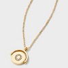 14K Gold Dipped Crystal and Mother of Pearl Circle Spinner Initial Necklace - A New Day™ - 4 of 4